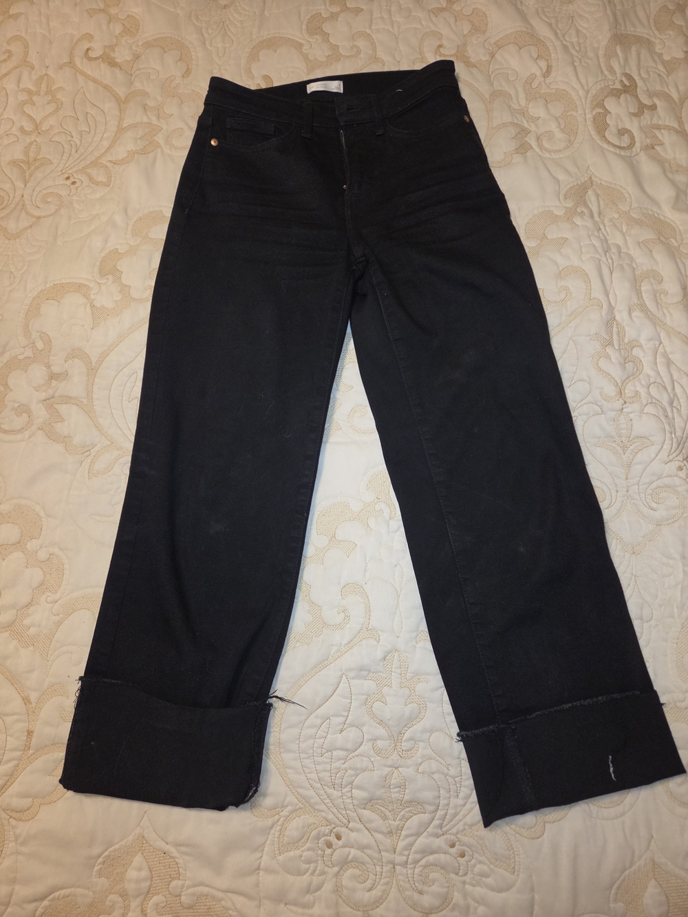 LC Lauren Conrad Black Wide-Leg Cuffed Jeans